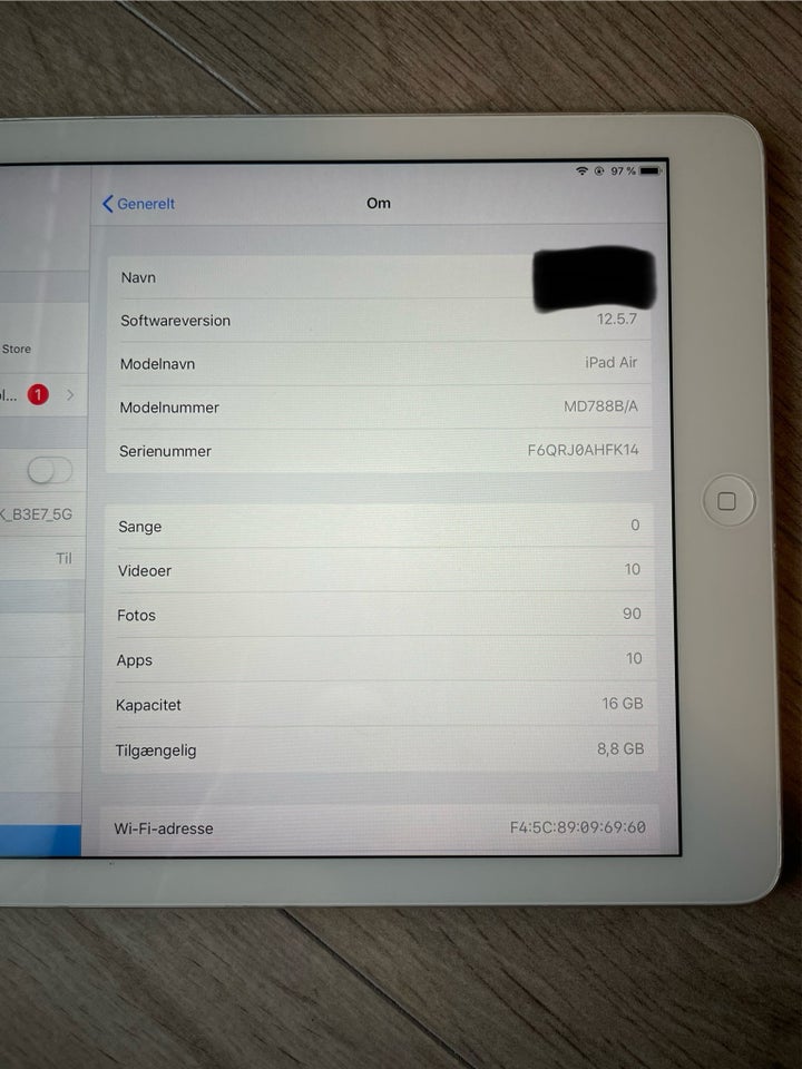 iPad Air, 16 GB, hvid