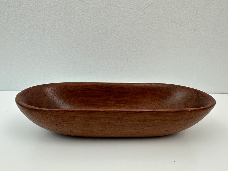 Aflang retro teak fad / skål