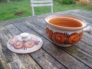 Keramik lågkrukke med håndtag
