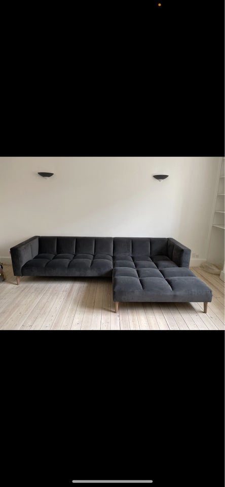 Hjørnesofa velour 5 pers