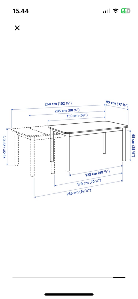 Spisebord, Ikea Strandtorp, b: 95