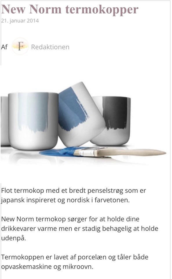 Porcelæn Termokop Menu