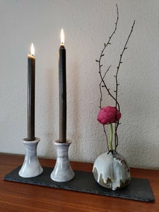 Marmor lysestager og keramikvase