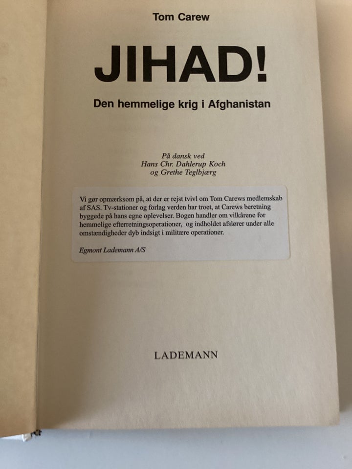 JIHAD., TOM CAREW., emne: anden