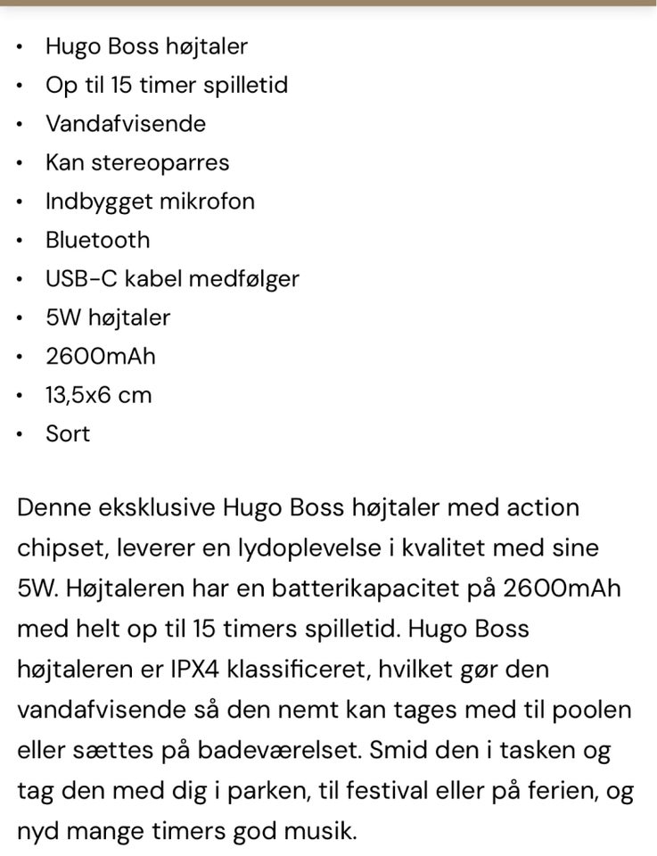 Højttaler Andet mærke Hugo boss