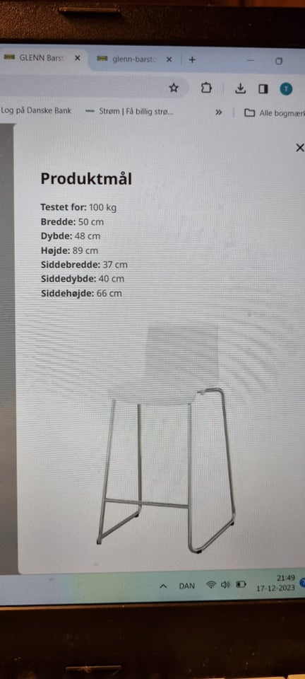 Barstol GLENN fra IKEA