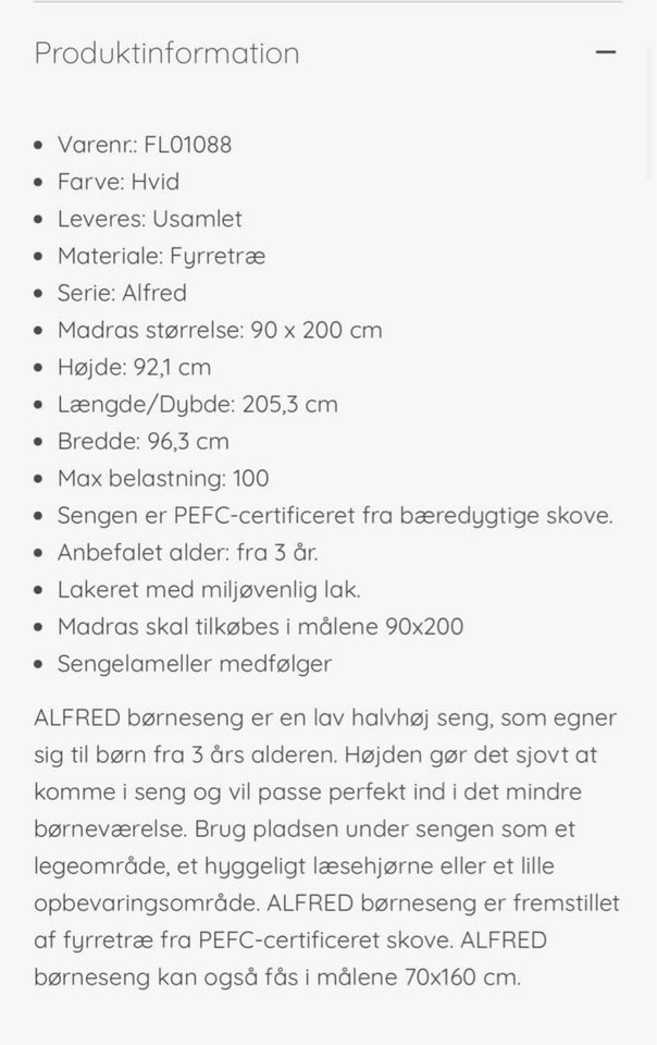 Højseng Flexa b: 96 l: 205 h: 92