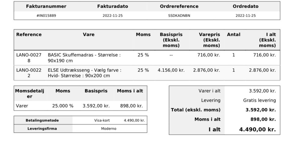 Enkeltseng, Moderno, b: 90 l: 200