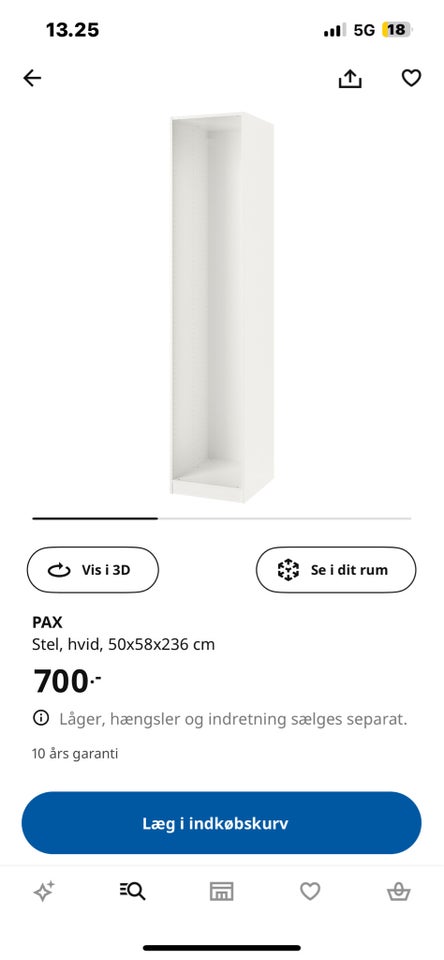 Garderobeskab, Ikea, b: 50 d: 58 h: