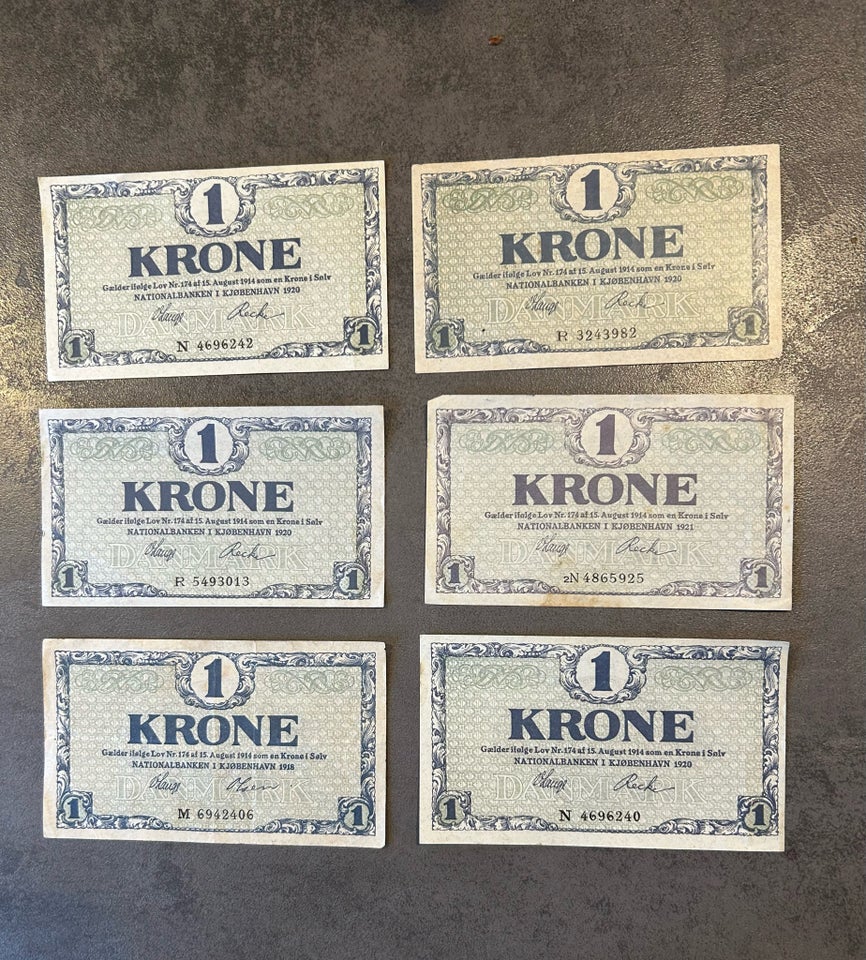 Danmark, sedler, 1 krone