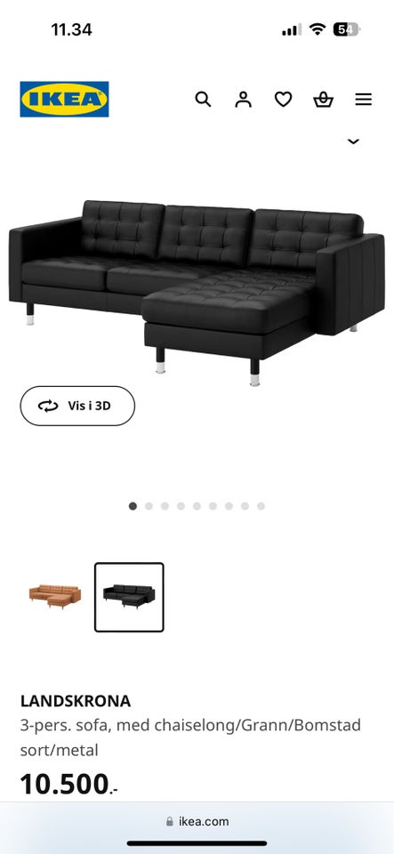 Sofa læder 3 pers