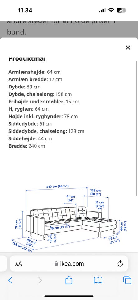 Sofa læder 3 pers