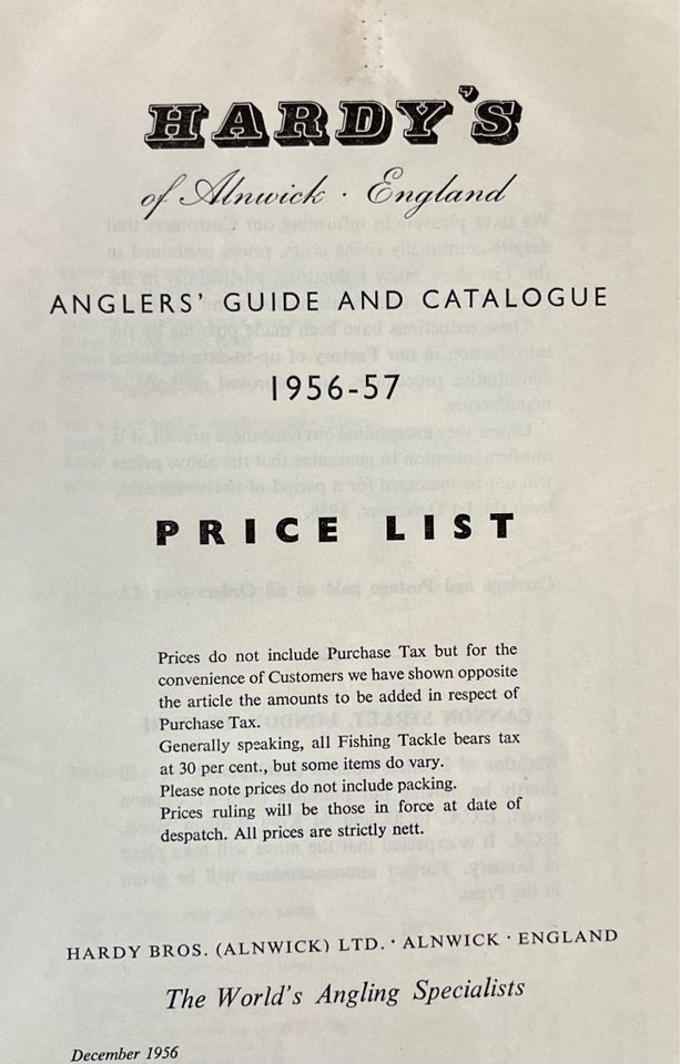 Fiskebøger Hardy katalog 1956-57