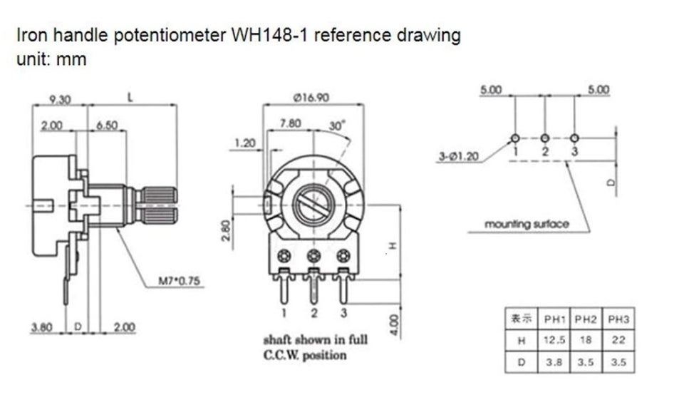 Andet, 5 stk. WH148 potentiometer