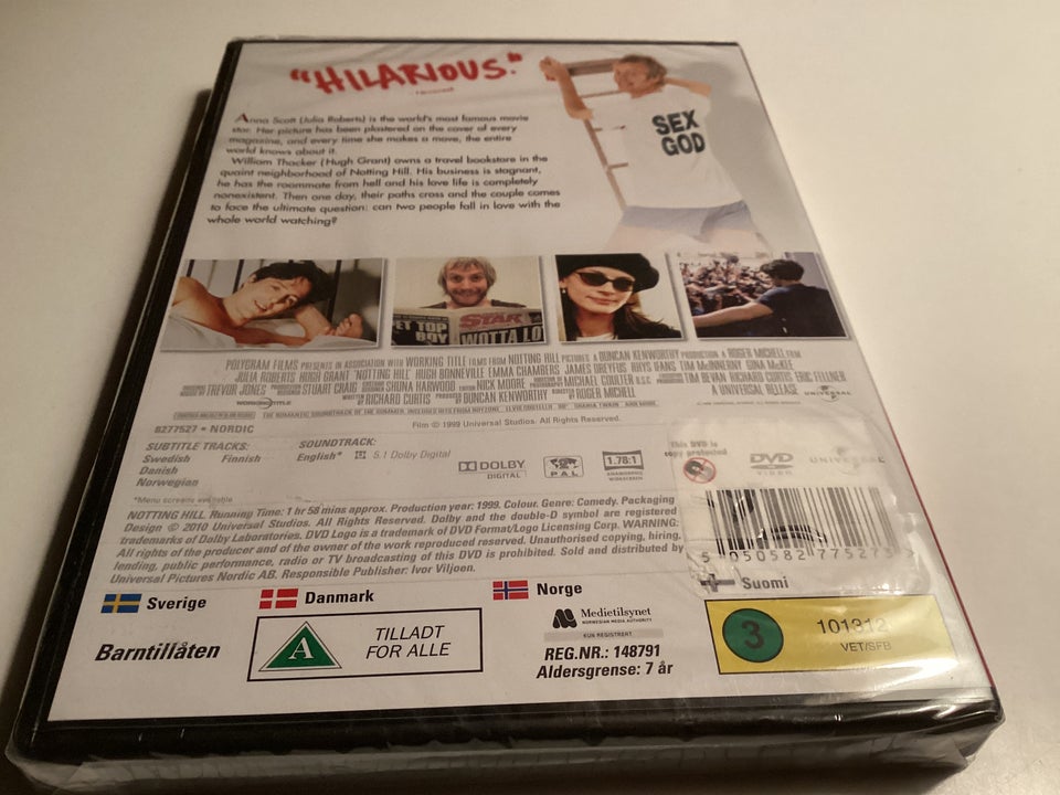 Notting Hill , DVD, komedie