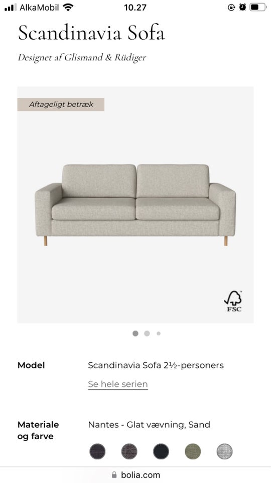 Sofa, uld, 3 pers.