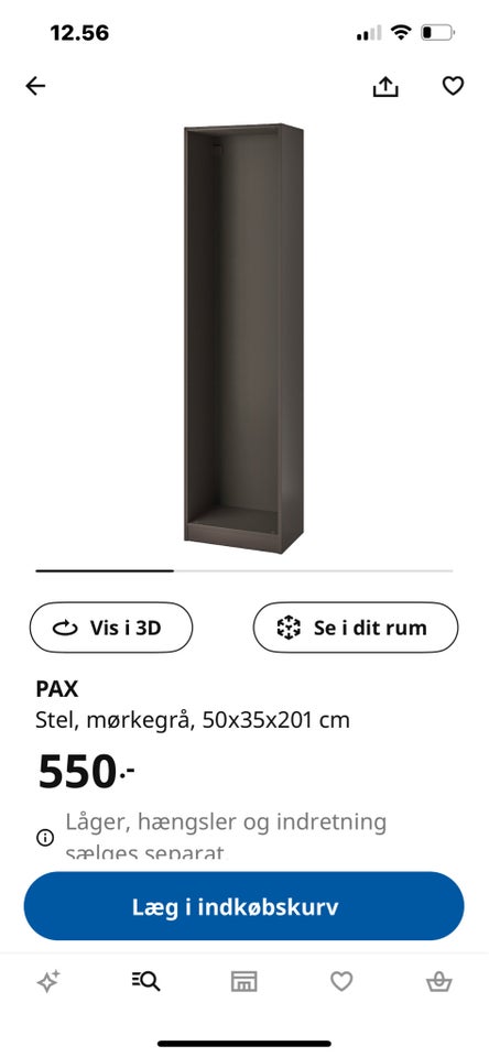 Garderobeskab Pax Ikea b: 50 d: 65