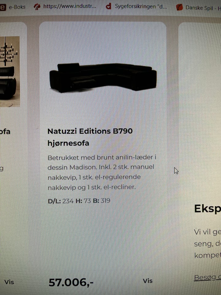 Hjørnesofa, læder, NATUZZI