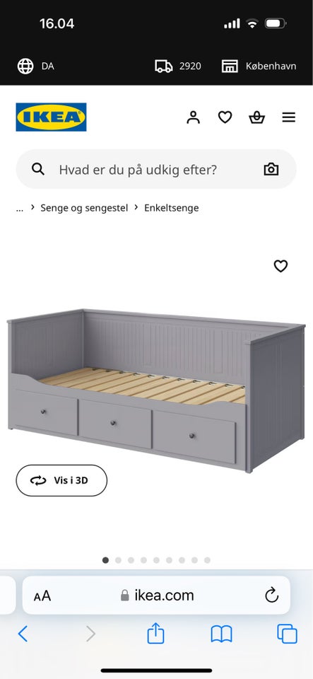 Sovesofa, Hemnes Ikea, b: 86 l: 209