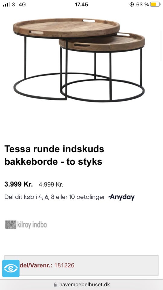 Sofabord, Tessa Sofabord sæt,