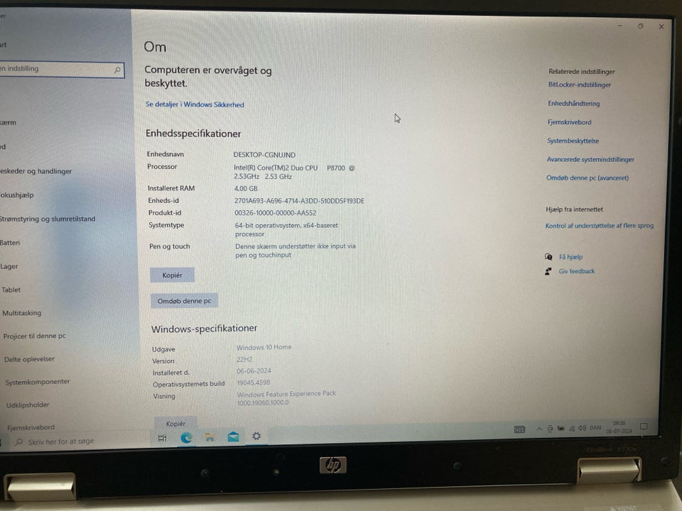 HP Elite Book 8730w 253 GHz 4 GB