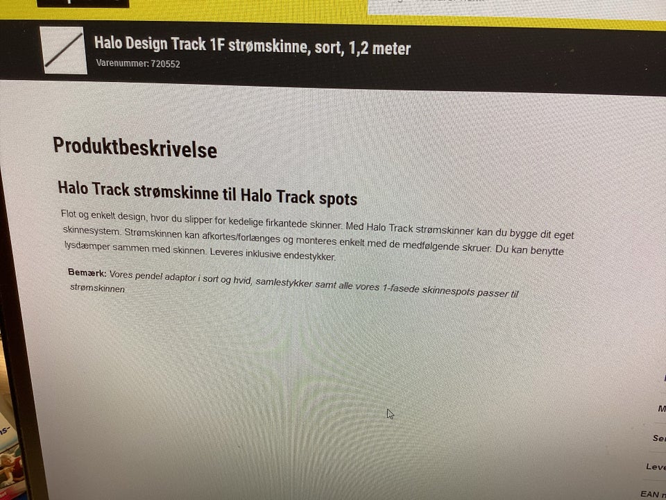 Skinnesystem, HALOTRACK 1,2 M SORT