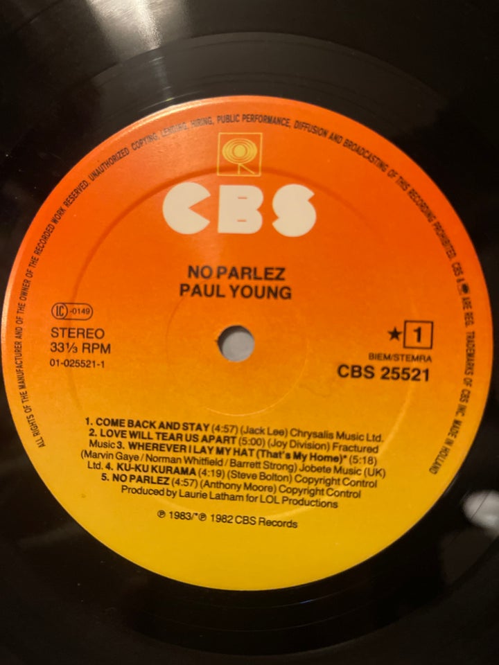 LP, Paul Young, No Parlez