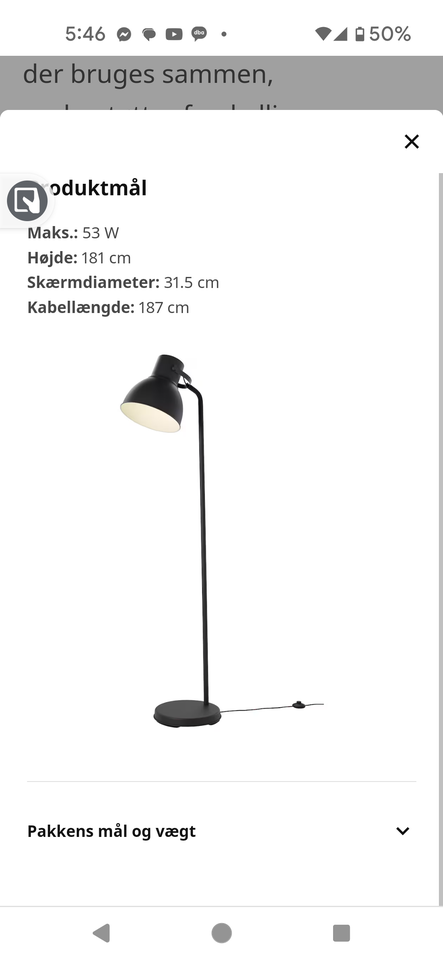 Gulvlampe Ikea Hektar