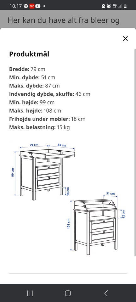 Andet tilbehør, Puslebord