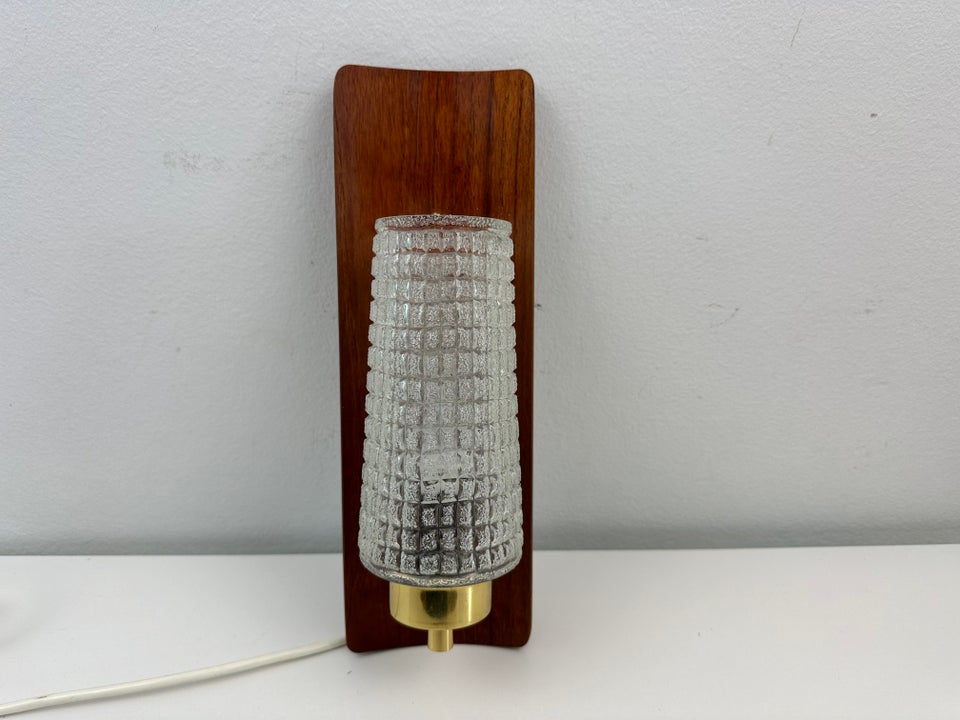 Væglampe Teak retro lampe m glas