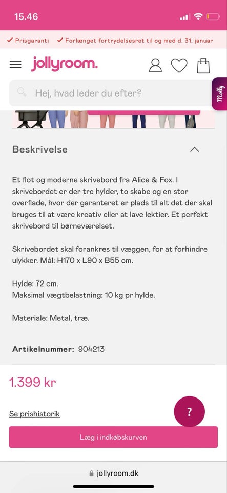 Skrivebord, Alice  Fox