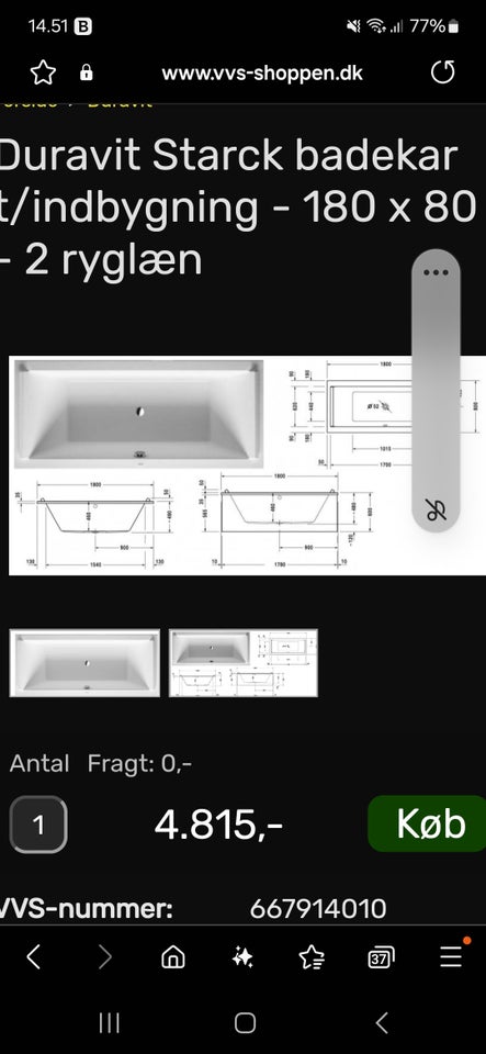 Badekar, Duravit Starck 3 badekar