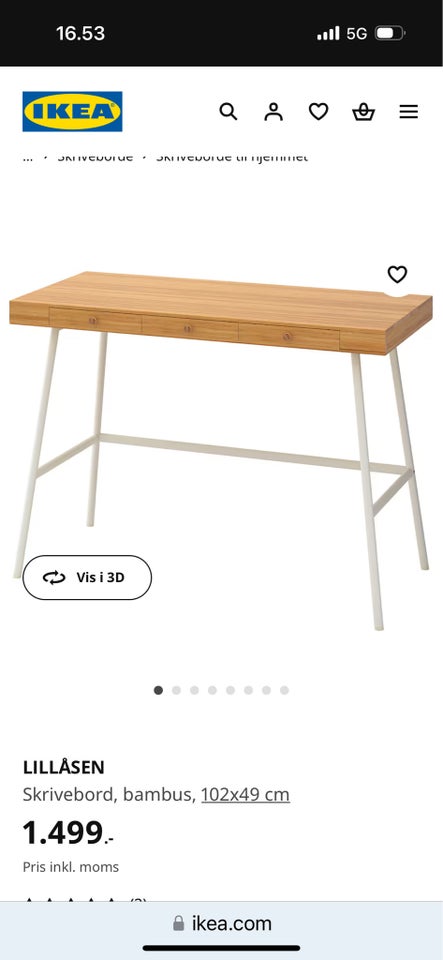 Skrivebord Ikea b: 102 d: 49