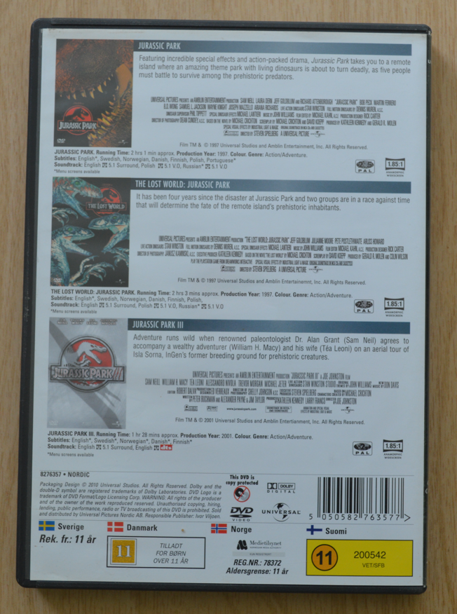 Jurassic Park Trilogy, DVD, action