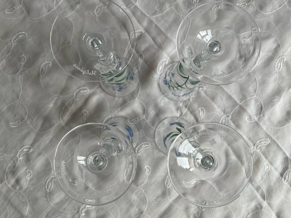 Glas Champagneglas blå blomster