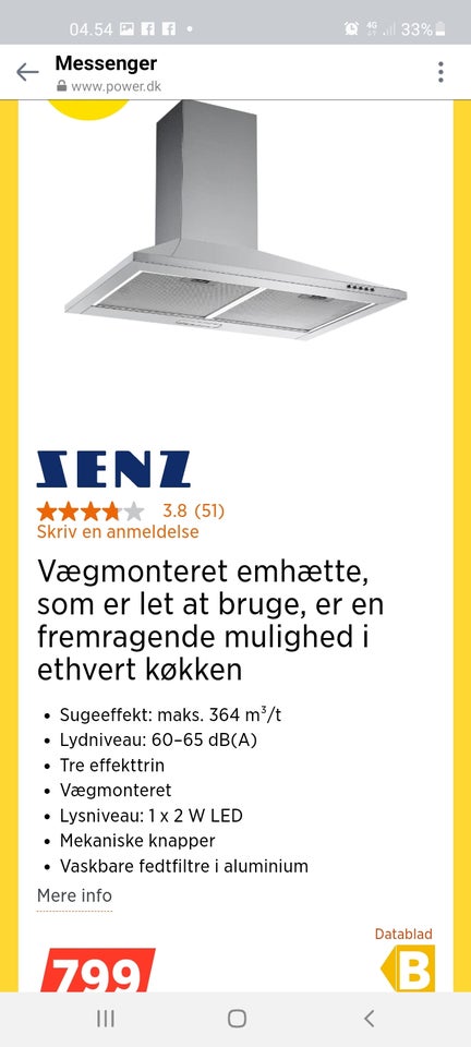 Emhætte , SENZ