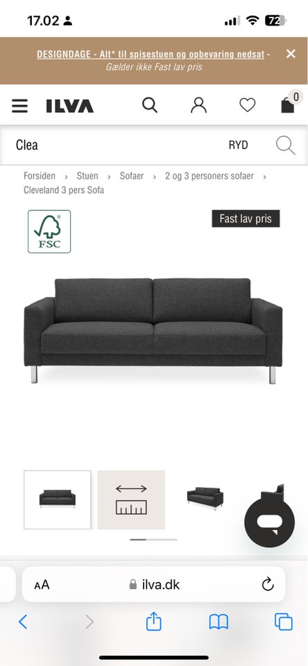 Sofa uld 3 pers