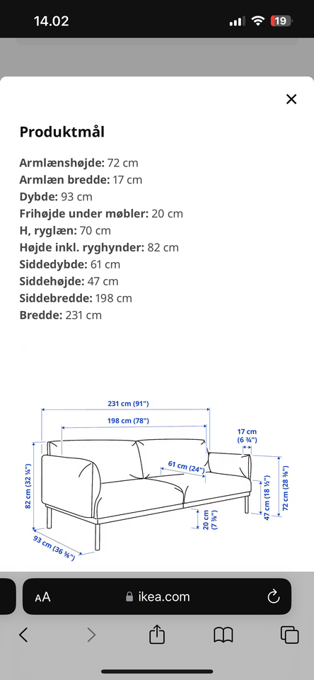 Sofa, stof, 3 pers.