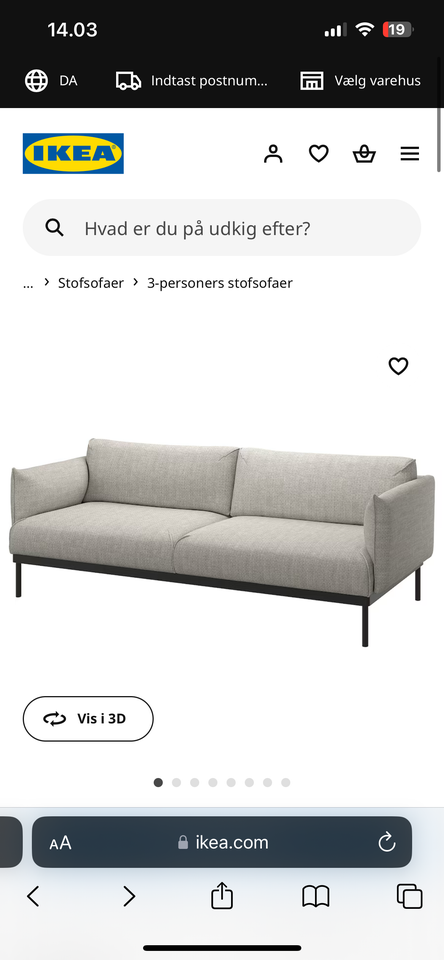 Sofa, stof, 3 pers.