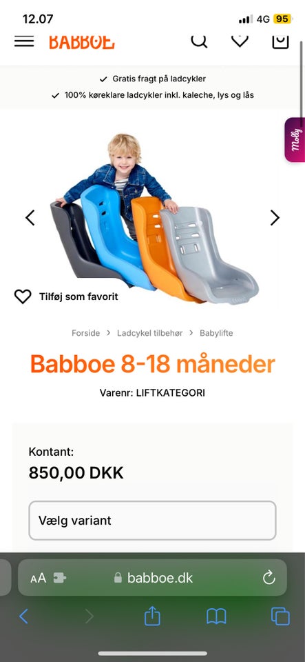 Cykelstol, andet mærke Babboe