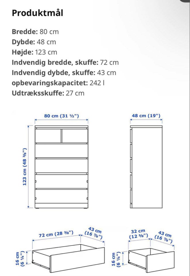 Kommode, andet materiale