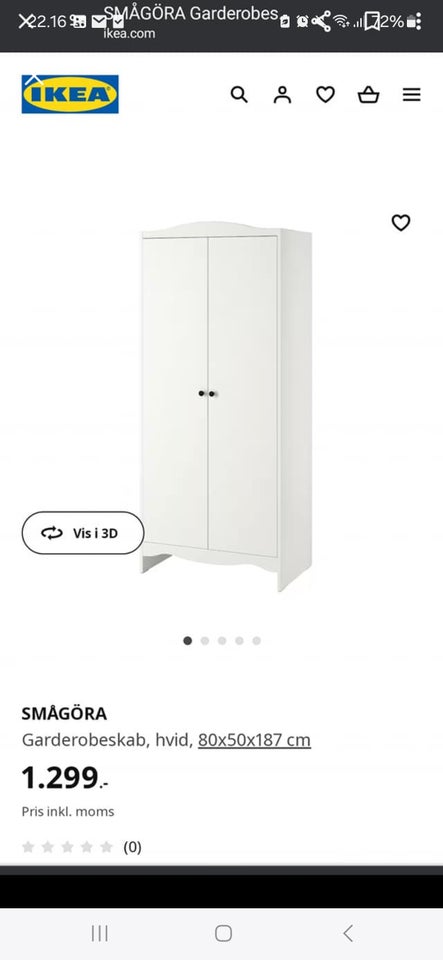 Garderobeskab Ikea b: 80 d: 50 h: