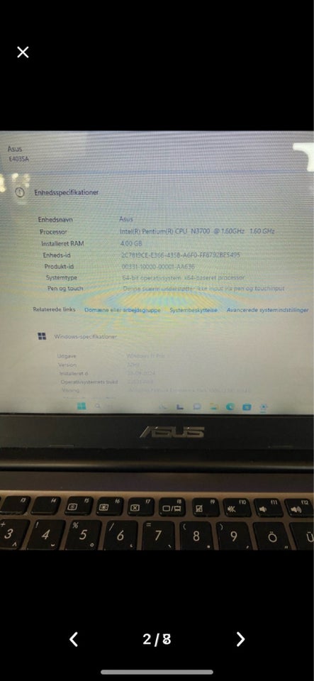 Asus E403S, Dual core på 1,6 GHz, 4 GB