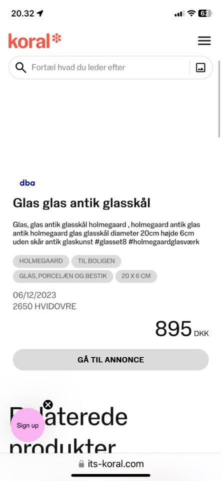 Glas Skål Holmegaard