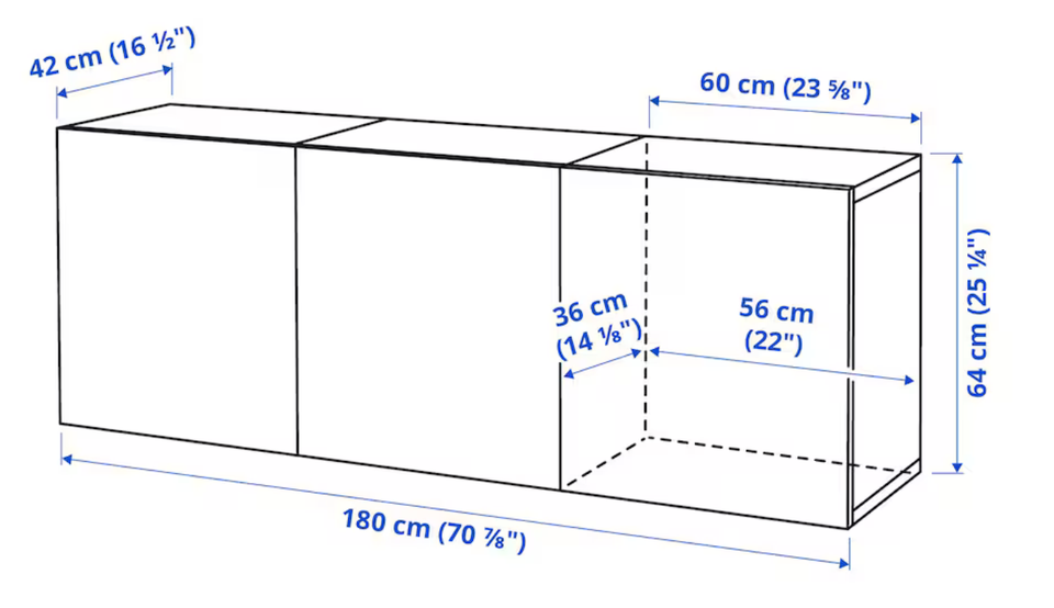 Reolsystem Ikea b: 180 d: 42 h: 64