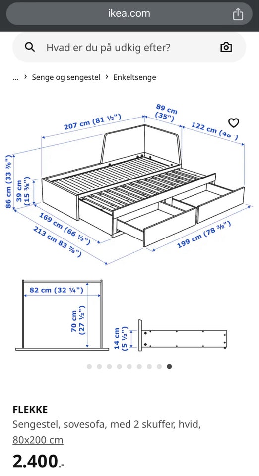 Sovesofa, ikea flekke