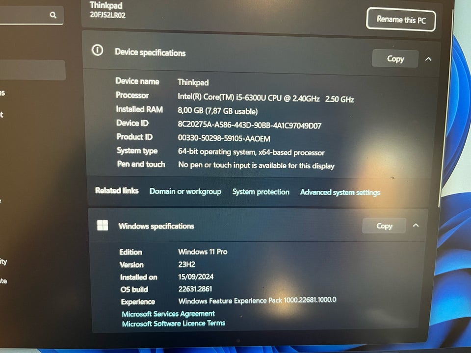 Lenovo T560, 2.5 GHz, 8 GB ram