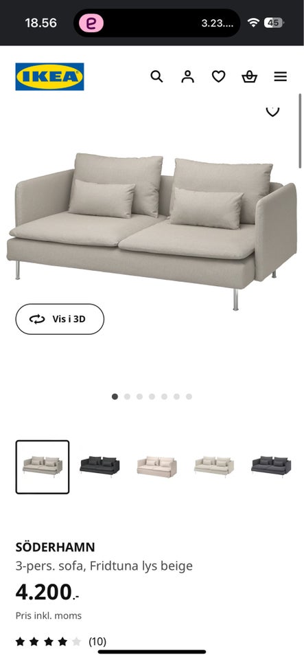 Sofa stof 3 pers