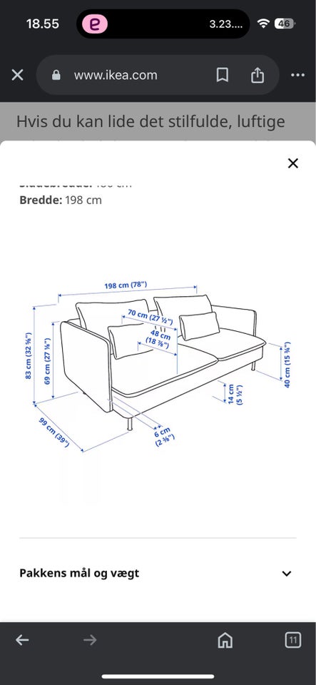 Sofa stof 3 pers