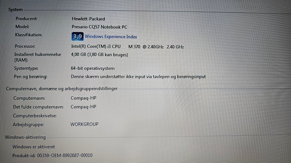 Compaq, 2,4 GHz, 4 GB ram